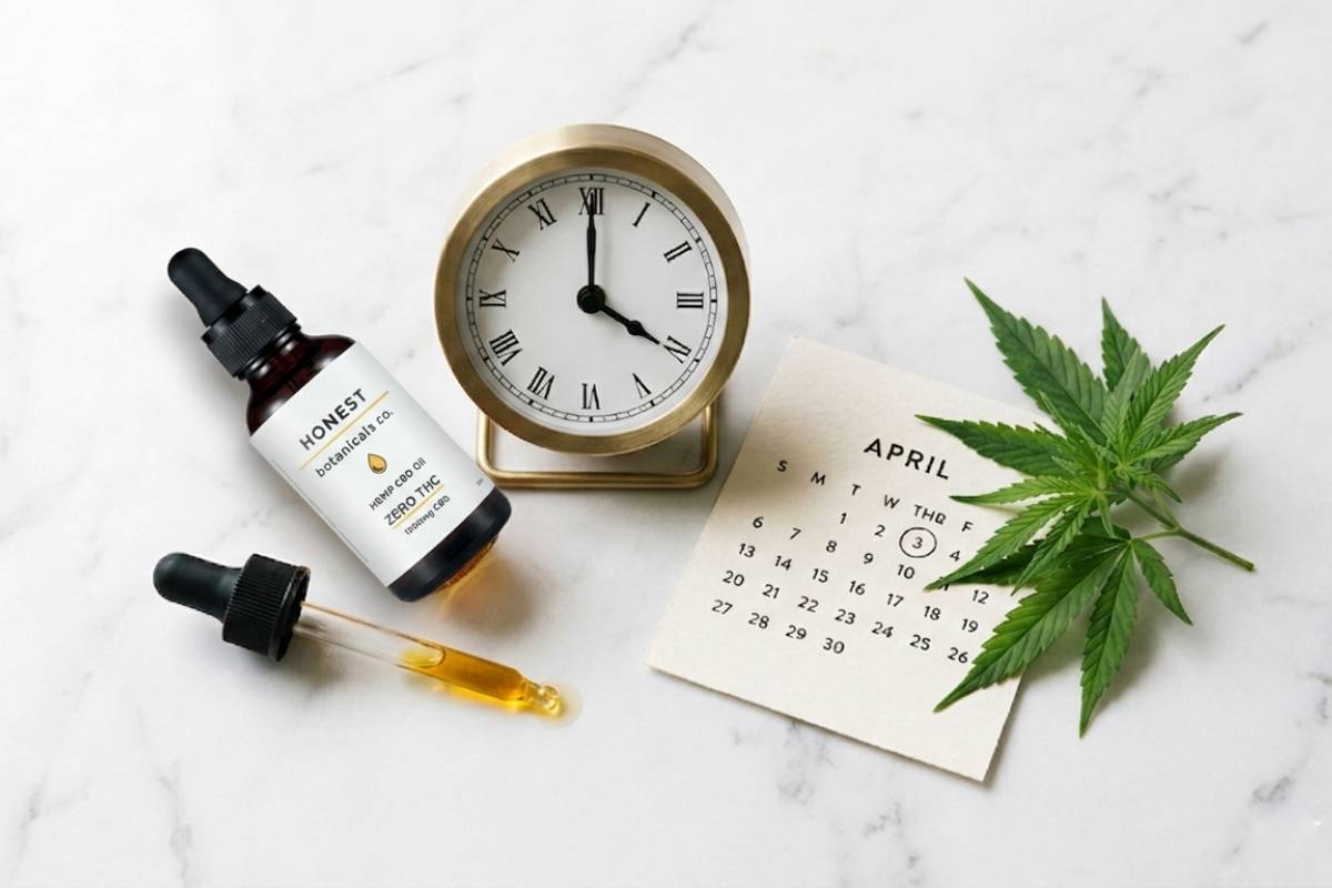 CBD oil bottle beside a Canadian flag with glasses and documents representing cannabis legality